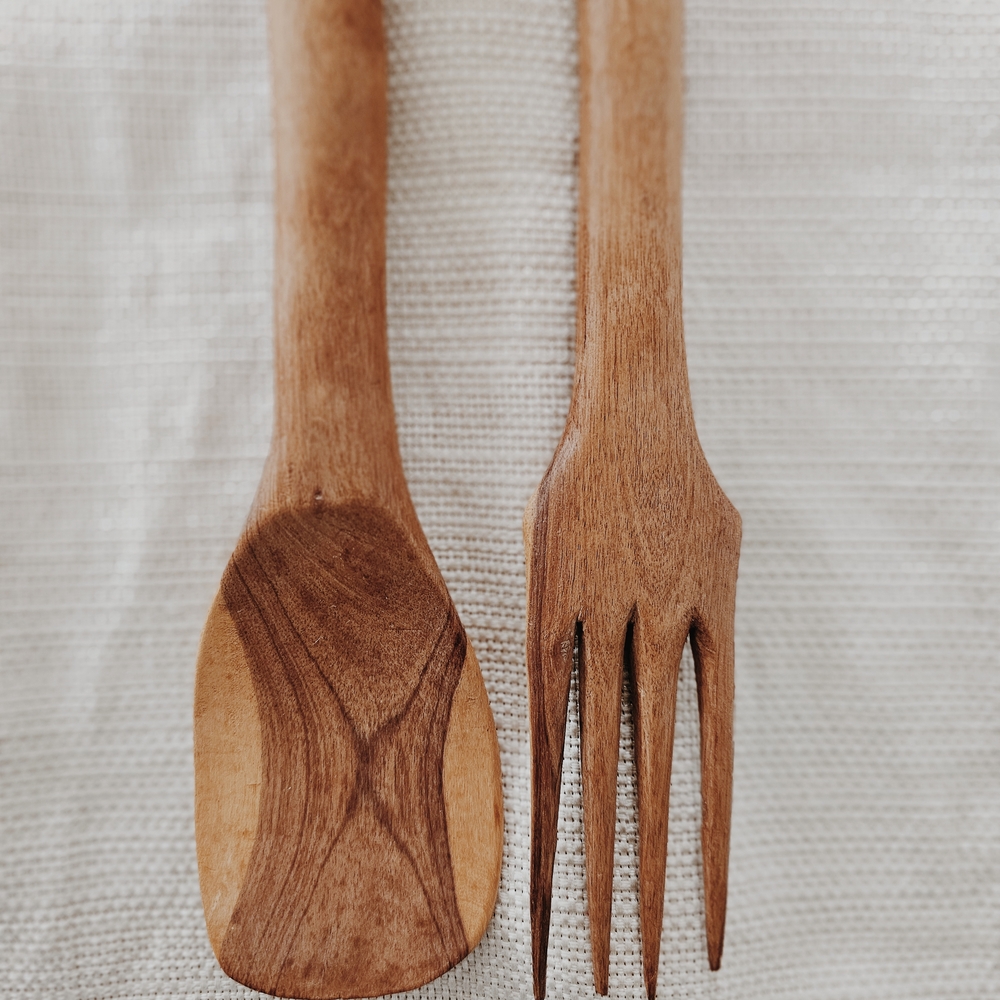 Mid-Century Handmade Wooden Utensil Set - Picture 3 of 5
